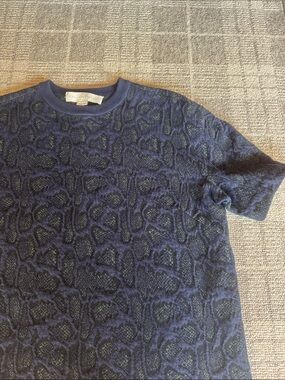 Stella McCartney Navy Blue Textured Crewneck Sweater